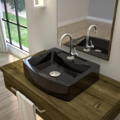 Kit Cuba RT41 com Torneira 1198 Metal e Válvula Click 1 Polegada G e Sifão Pvc e Flexível Compace Preto