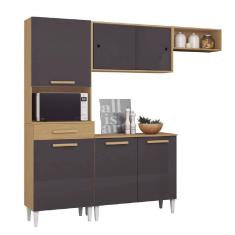 Cozinha Completa Com Armário Aéreo E Balcão 6 Portas 1 Gaveta Atacama / Grafite Isabelle Aramóveis