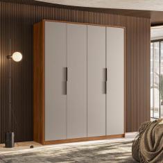 Guarda Roupa Casal 4 Portas Attore Nogueira Touch/Nude Prime TX
