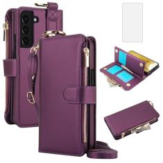 Asuwish Capa de celular para Samsung Galaxy S22 5G Carteira com zíper com protetor de tela de vidro temperado, alça para cartão, suporte com bloqueio RFID, capa flip S 22 22S 4G G5 15.5 cm mulheres