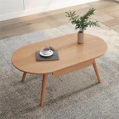 Mesa de centro de madeira maciça, mesa de centro moderna com mesa aberta e gaveta de armazenamento, mesa central prática para sala de estar, recepção, escritório em casa
