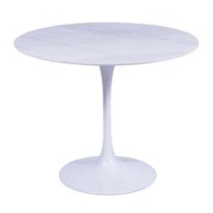 Mesa Saarinen Redonda Carrara 107cm - Base Branca - mgsaarinen