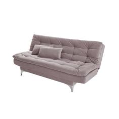 Sofá-Cama Casal Pratic Suede Liso Marrom Claro - Império Estofados