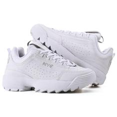 Tenis Feminino Masculino Branco Disrupt Nyc Shoes Moda, Branco, 35
