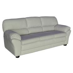 Sofá 3 Lugares Sala de Estar Pés Madeira 212cm Laura Couro Off White Gran Belo