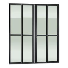 Porta De Correr 4 Folhas Moveis 210 X 200 Elite Com Fechadura Tetra Vidro Liso Preto