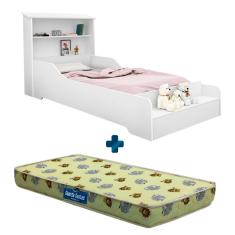 Cama Infantil Menina Montessoriana Branca Liz Colchão Probel