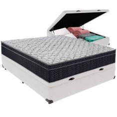Cama Box Baú Branco E Colchão Airtech 150 Espuma D45 Casal Ortobom
