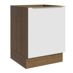 Balcão Madesa Lux 60 cm 1 Porta (Sem Tampo) - Rustic/Branco Veludo