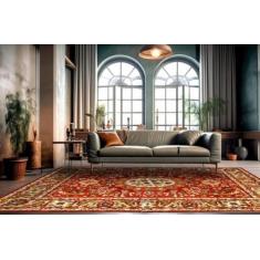 Tapete Retangular Veludo Marbella Çagdas III Vermelho 198x300 cm