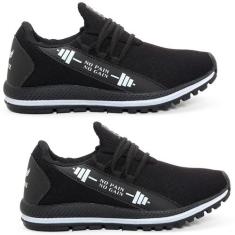 Kit 2 pares de Tênis Esportivo Unissex Haymax Cross Corrida, Preto bra