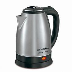 Chaleira Elétrica Mondial 79520-02 2L Aço Inox Preto Filtro Anticalcário Desligamento Automático 220V