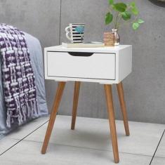 Mesa de Cabeceira 1 Gaveta Retrô Branco - Gamma Móveis