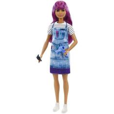 Boneca Barbie Estilista De Salão Cabeleireira Com Cabelo Roxo Mattel