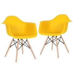 Loft7, Kit - 2 x cadeiras Eames Daw - Amarelo - Madeira clara