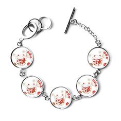 DIYthinker Lucky Fortune Pulseira com pingente de flor de gato japonês