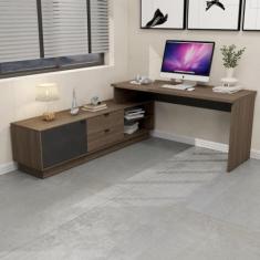 Mesa para Escritório em L Executiva 200x180cm com Balcão Cayman Yescasa