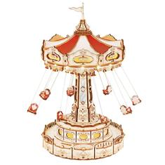 Montado Cadeira voadora giratória aérea quebra-cabeça 3d quebra-cabeça de madeira experimentos científicos brinquedos educativos de construção 3d quebra-cabeças para adultos, artes Engraçado