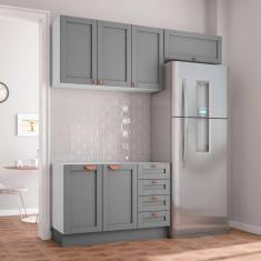 Cozinha Modulada 3 Peças Sem Tampo 2 Aéreos 1 Balcão Arizona CabeCasa MadeiraMadeira Branco/Cinza