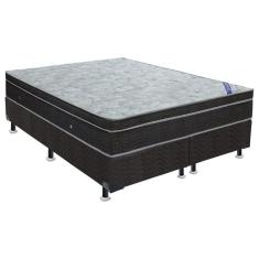 Cama Box King: Colchão Molas Bonnel Ortobom Nanolastic Light Selado + Base CRC Suede Black(186x198)