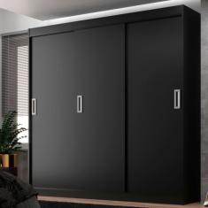 Guarda-Roupa Casal Lisboa 3 Portas 2 Gavetas Preto