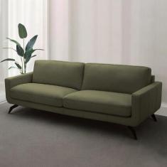 Sofá Decorativo Thalia 3 Lugares Sala de estar 210cm Pés em Aço Couro 