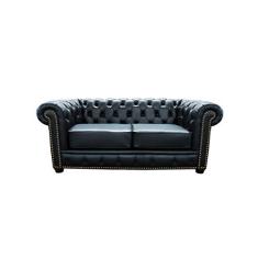 Sofá Chesterfield de Couro 2 Lugares - Preto