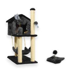 Casa Para Gatos Plataformas Rede Brinquedo Poste Sisal Bolinha Mola Ma