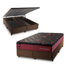 Conjunto Box Baú Toronto Preto 193x203x73 c/ Molas Ensacadas - King Ho