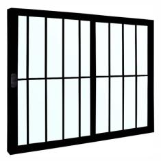 Janela de Alumínio Preto Vitro de Correr 2 Folhas Com Grade CMC Modula