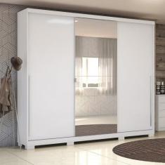 Guarda-Roupa Casal 3 Portas 4 Gavetas  B573a Branco Brilho - Kappesber