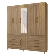 Guarda Roupa Casal Guarujá 6 Portas E 4 Gavetas Amêndola Com Espelho - Demóbile Amêndola