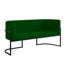 Sofá Namoradeira 2 Lugares Moderna Base Metal Black Balaqui verde Verde