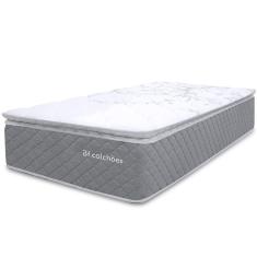 Colchão Solteirão Molas Ensacadas Pillow Top Premium Sleep Cinza 97x203cm bf Colchões