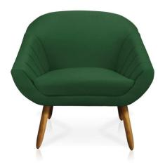 Poltrona Giovana Suede Verde Pés Palito Castanho Drossi - D'ROSSI