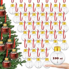 Patelai 48 peças de bolas de bebida de Natal, enfeite de vidro de plástico, enchimento, enfeites de árvore de Natal, lâmpadas transparentes para decoração de festas de fim de ano, ambientes internos e