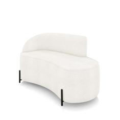 Sofá 2 Lugares Orgânico 140cm Pé Ferro Preto Morgan Bouclê Off White D03 - D'rossi