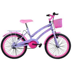 Bicicleta Aro 20 Infantil Colli Celina Lilás com Cestinha Freio V Brak