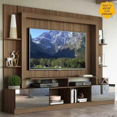 Rack c/ Painel TV 65&quot; Portas c/ Espelho Oslo Multimóveis Madeirado/Lacca Fumê