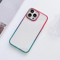 Capa de telefone transparente transparente colorida a laser gradiente de luxo para iPhone 14 13 12 Pro Max 14 Plus lente de metal capa de acrílico rígido, b, para iPhone 13 Pro