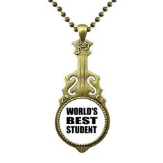 DIYthinker World's Best Student Teacher Colar com citação antiga de violão com pingente de música