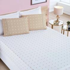 Jogo de Lençol Casal Padrão Petit Poa 200 Fios 3 Peças - Caqui