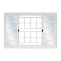 Janela de Aço de Correr 100x200cm 4 Folhas com Grade Minas Sul MGM Branco