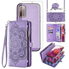 Asuwish Capa de celular para Samsung Galaxy S20 FE 5G 6,5 polegadas carteira com zíper capa celular com alça protetora de tela porta-cartão flor S 20 EF UW 2022 S20FE5G S20FE 20S S2O Fan Edition 4G G5