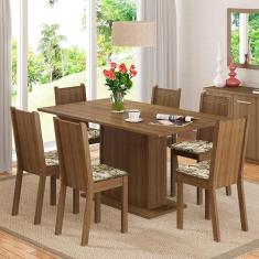 Conjunto Sala de Jantar Madesa Megan Mesa Tampo de Madeira com 6 Cadeiras - Rustic/Lírio Bege
