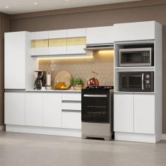 Armário de Cozinha Completa 100% MDF 300cm Branco Smart Madesa 03, Bra