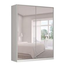 Guarda-Roupa Solteiro com Espelho Tunas X 2 PT 3 GV Branco - Nova Móbi