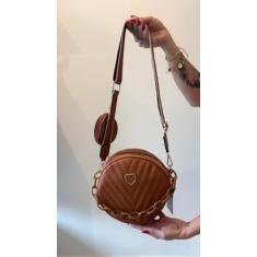 Bolsa Feminina Com Alça de Mão e Ombro Reajustável e Com Bolso Externo + Detalhe em Corrente (Caramelo)