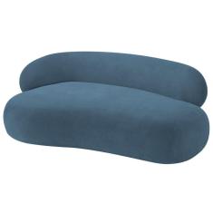 Divã Recamier Luxo Decorativo Canadá 180cm Lado Direito Linho Azul Royal