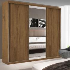 Guarda Roupa Casal 3 Portas De Correr E 3 Espelhos Evidence Minastex Freijó